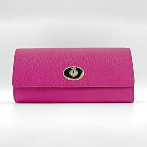 COACH Embossed Textured/Crossgrain Leather Slim Envelope Wallet F52345 (Fuchsia)